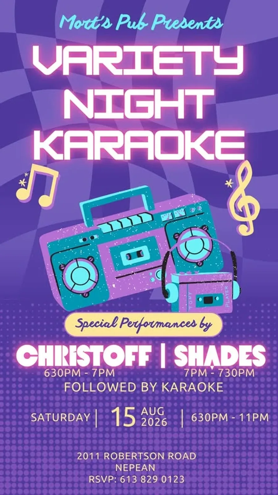 Mort's Pub Variety Night (Christoff/Shades/Karaoke starting at 730pm)