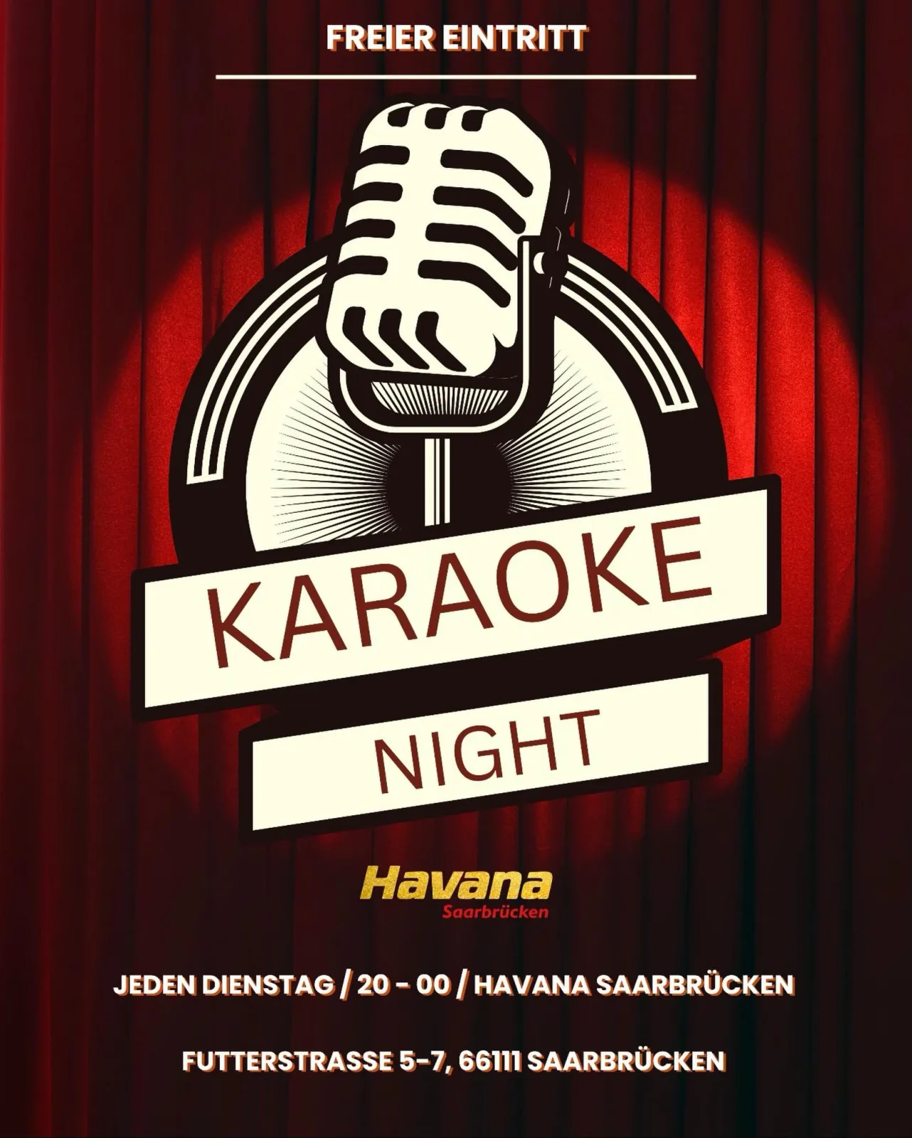 Flyer für Karaoke Dienstag mit Leo — im Havana, Tanzclub in Saarbrücken, Deutschland, Jeden Dienstag um 20:00