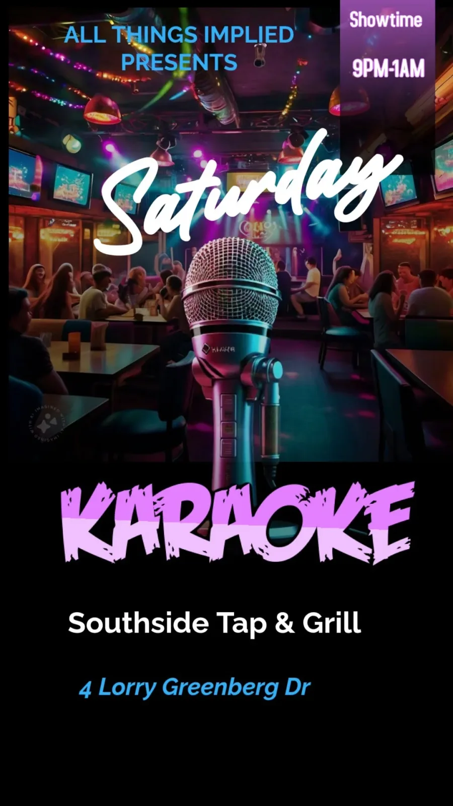 Cartel de Karaoke los sábados con All Things Implied Entertainment — en Southside Tap and Grill en Ottawa, Canadá, Cada sábado a las 21:00