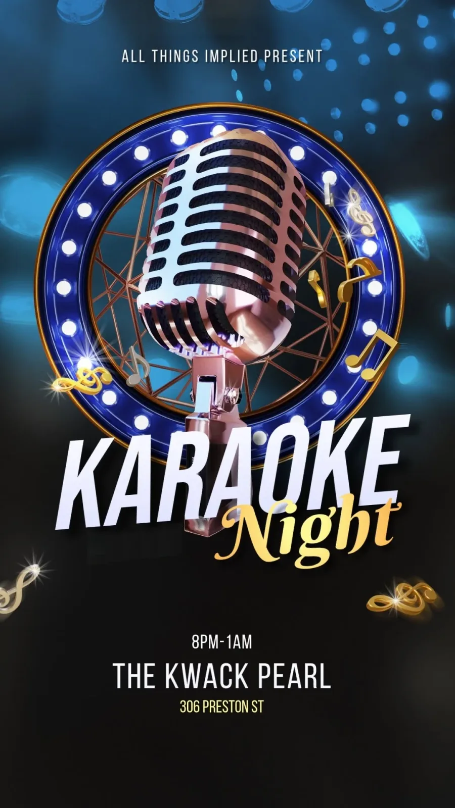 Cartel de Karaoke Night @ The Kwack Pearl con All Things Implied Entertainment — en The Kwack Pearl en Ottawa, Canadá, Cada viernes a las 20:00