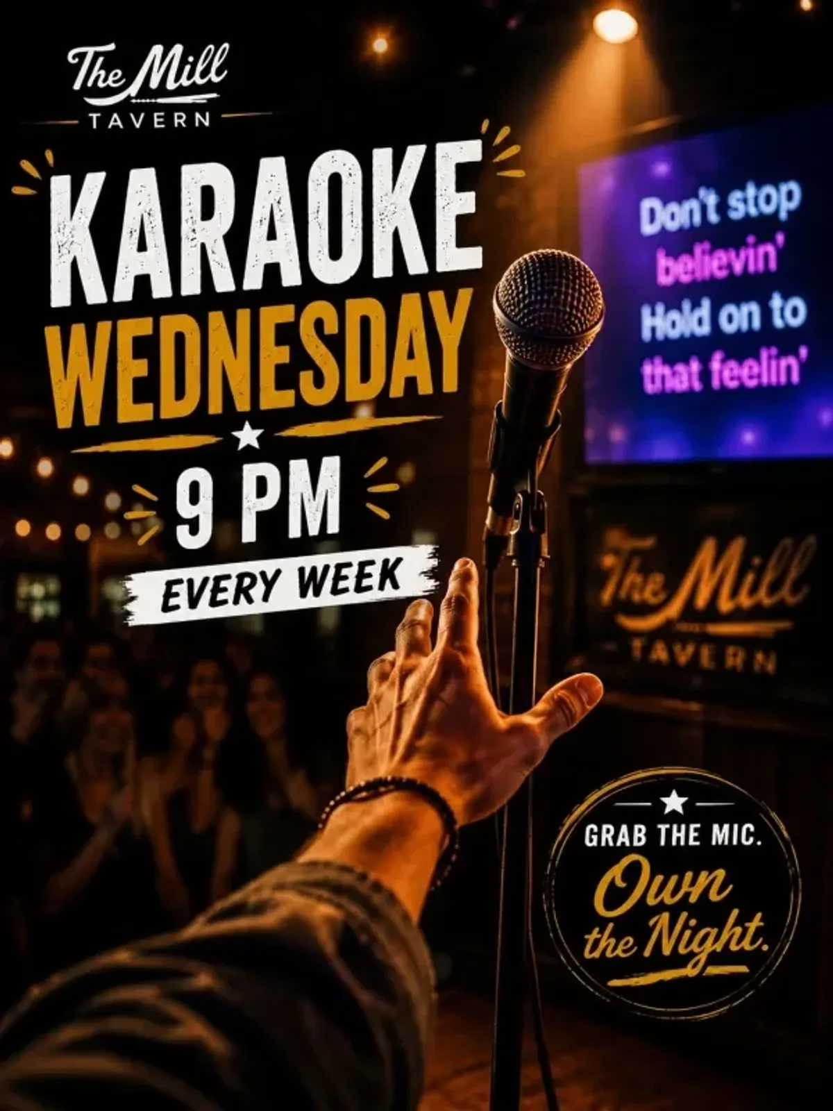Cartel de Karaoke los miércoles con Ben Jammin Karaoke — en The Mill Tavern en Manotick, Canadá, Cada miércoles a las 21:00