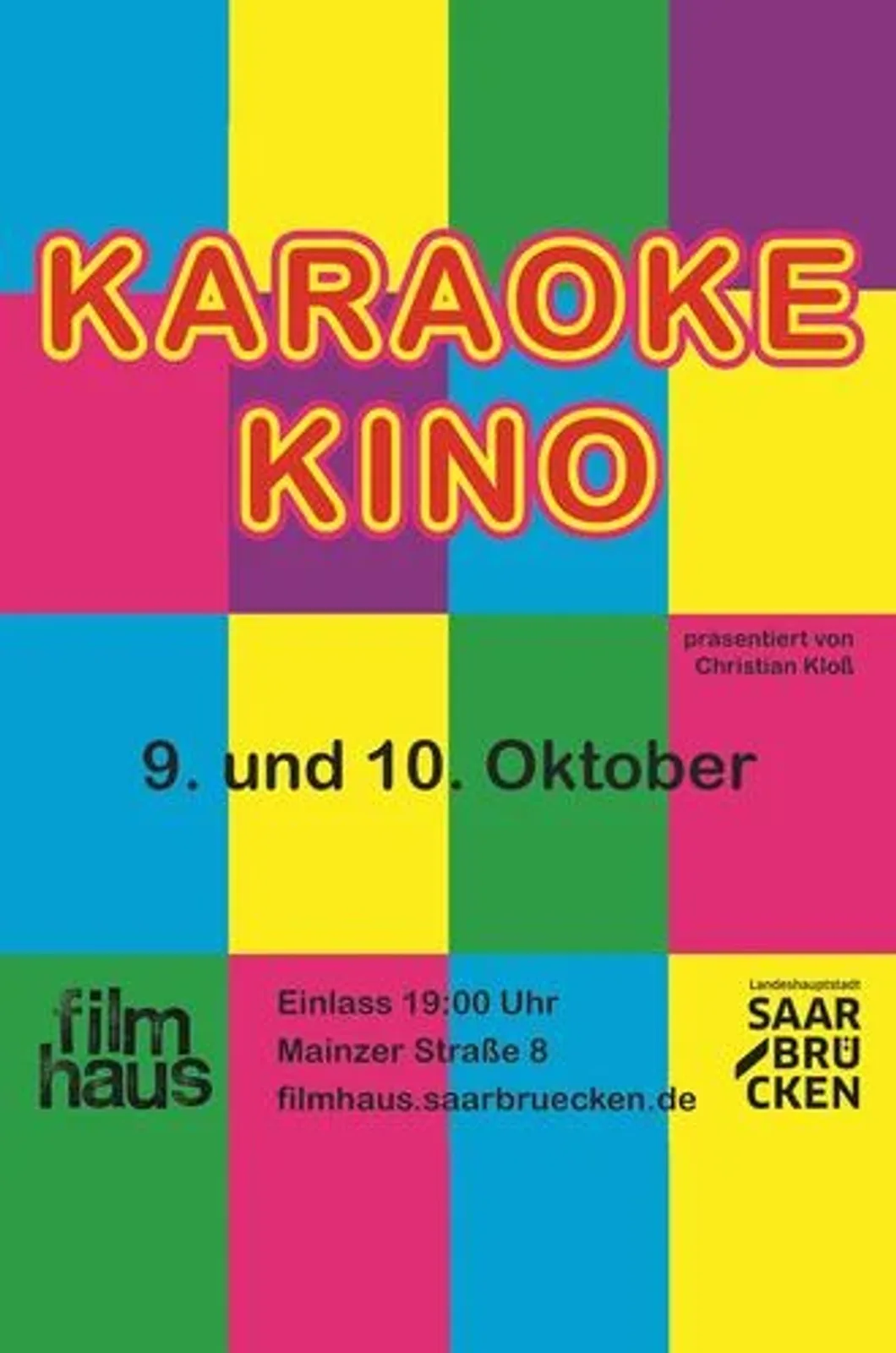 Flyer für Karaokekino — im Filmhaus in Saarbrücken, Deutschland, Unregelmäßig · an zwei Abenden im Herbst um 19:00