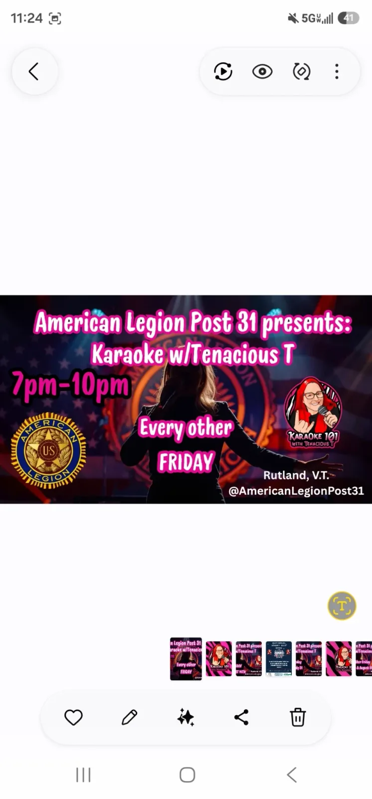 Karaoke photo from Biweekly Friday Karaoke avec Karaoke 101 with Tenacious T at American Legion Post 31 in Rutland, États-Unis