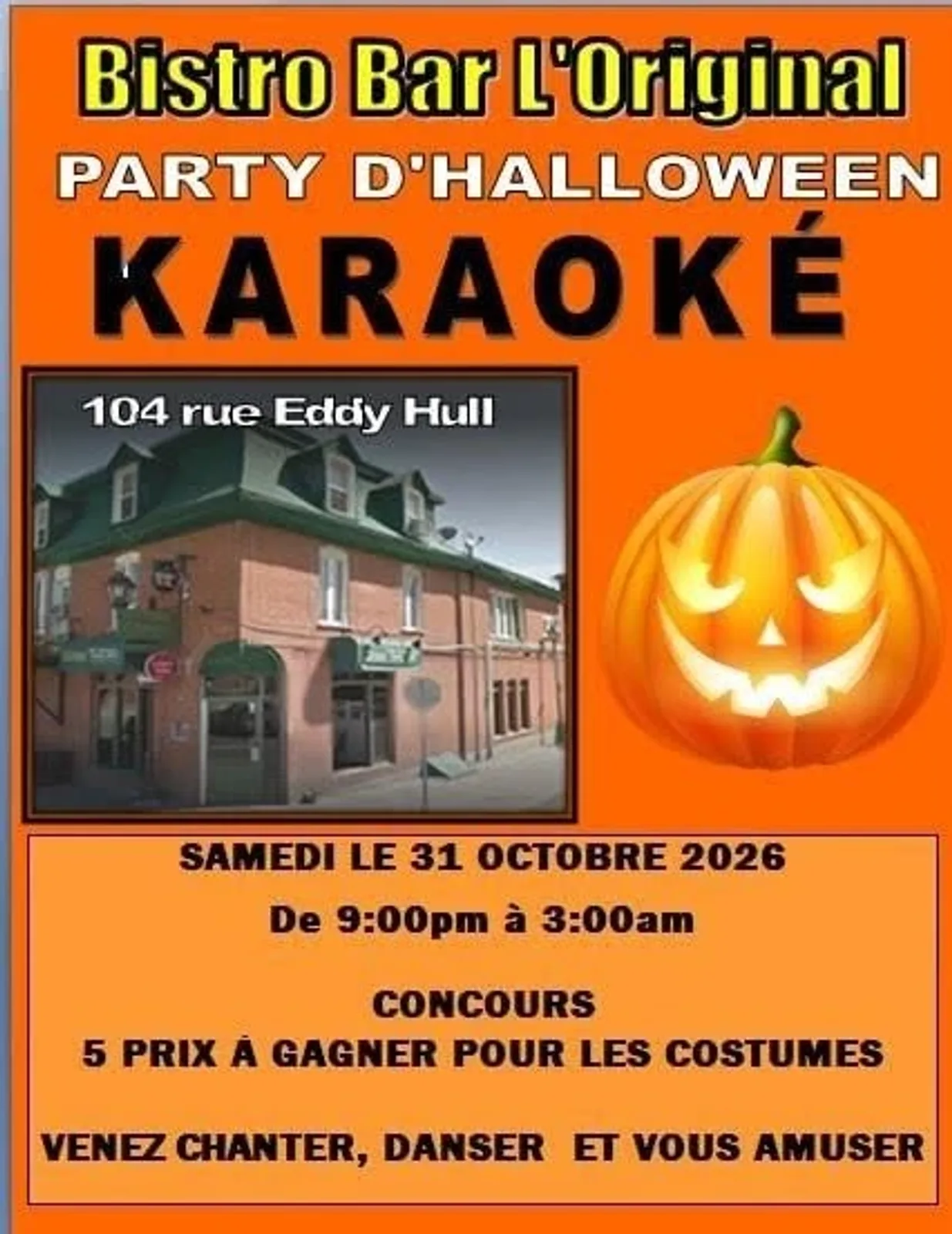 Party D'Halloween Karaoke Concours 5 prix a gagner pour les costumes